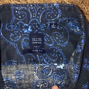 Linen Saks Firth Ave Men’s button up Sz L